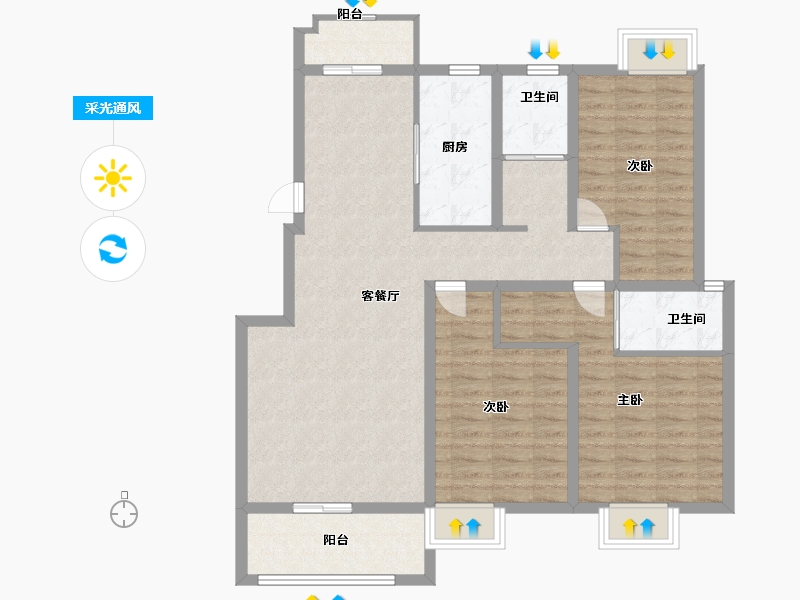 江西省-南昌市-东投阳光城-104.50-户型库-采光通风