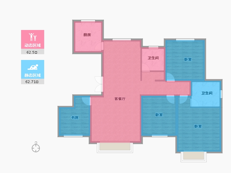 新疆维吾尔自治区-乌鲁木齐市-南湖壹号公馆-112.19-户型库-动静分区