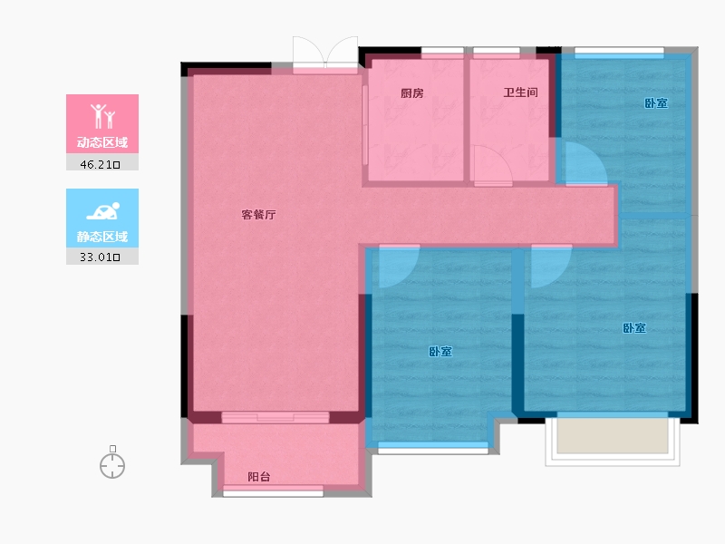 浙江省-宁波市-荣安香园3期公园半岛-71.00-户型库-动静分区