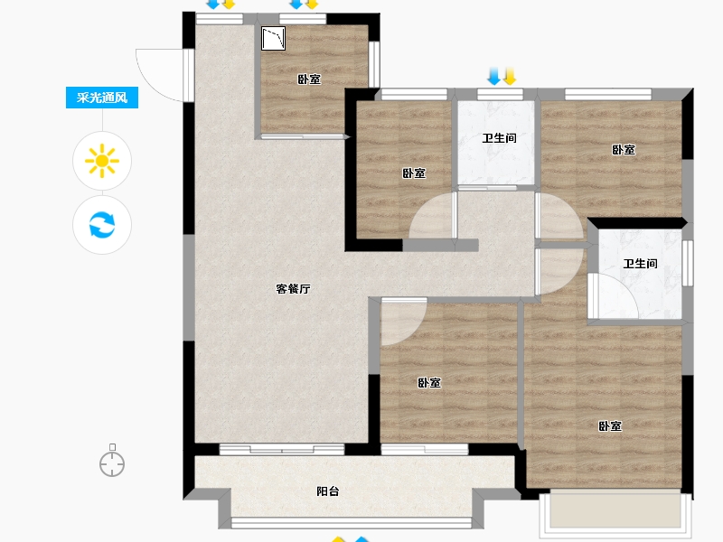 浙江省-丽水市-碧桂园黄金时代-92.01-户型库-采光通风