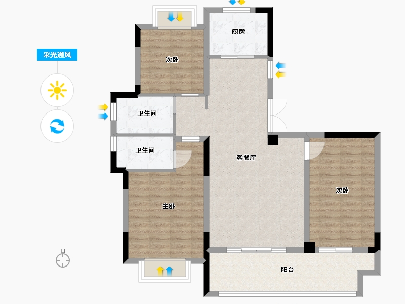 江西省-九江市-凤凰天湖墅-100.57-户型库-采光通风