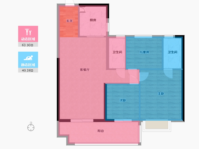 江西省-九江市-碧桂园联发·浔阳府-94.40-户型库-动静分区