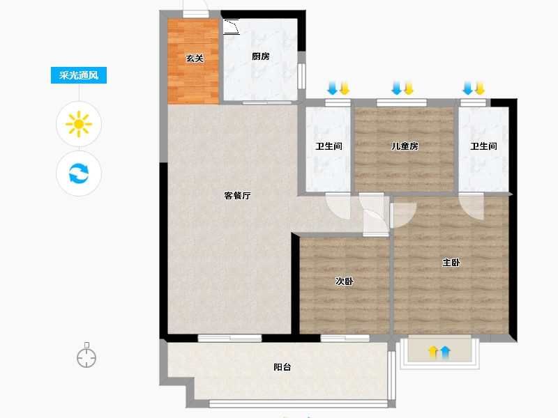 江西省-九江市-碧桂园联发·浔阳府-94.40-户型库-采光通风