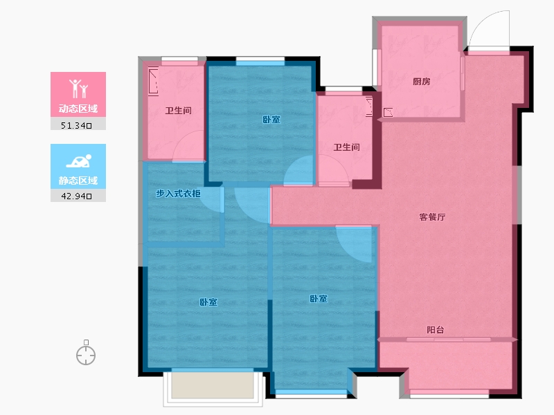 浙江省-丽水市-雅居乐凯旋城-85.01-户型库-动静分区