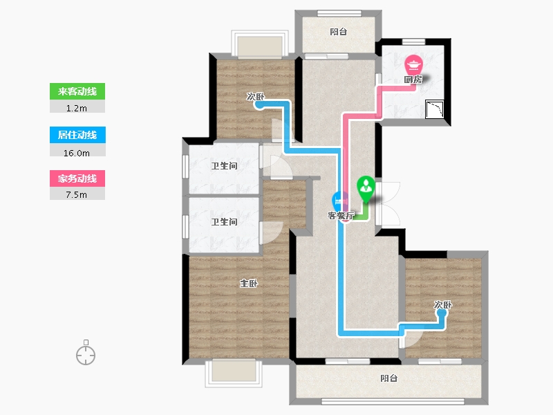 江苏省-南通市-绿城·蘭园-104.00-户型库-动静线