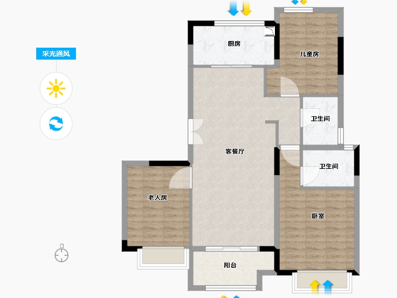 浙江省-湖州市-光明香樟园-94.00-户型库-采光通风