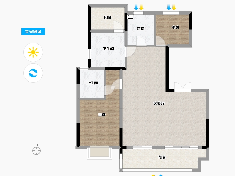 安徽省-合肥市-江山庐州印-93.92-户型库-采光通风