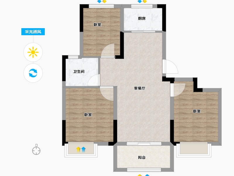 浙江省-宁波市-星光华府-80.00-户型库-采光通风