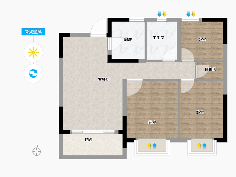 安徽省-合肥市-保来国际城-73.57-户型库-采光通风