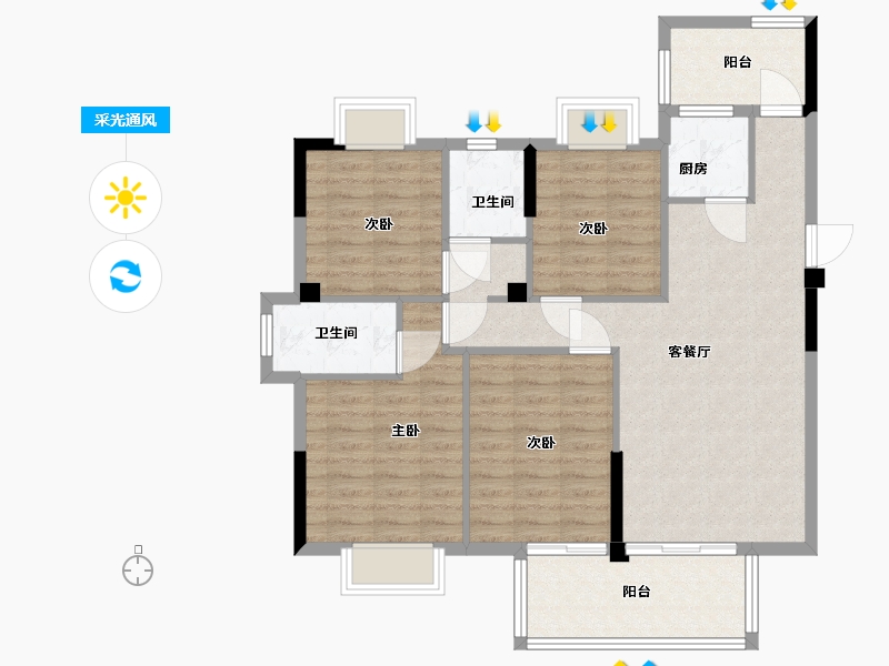 福建省-南平市-富金湖壹号-96.00-户型库-采光通风