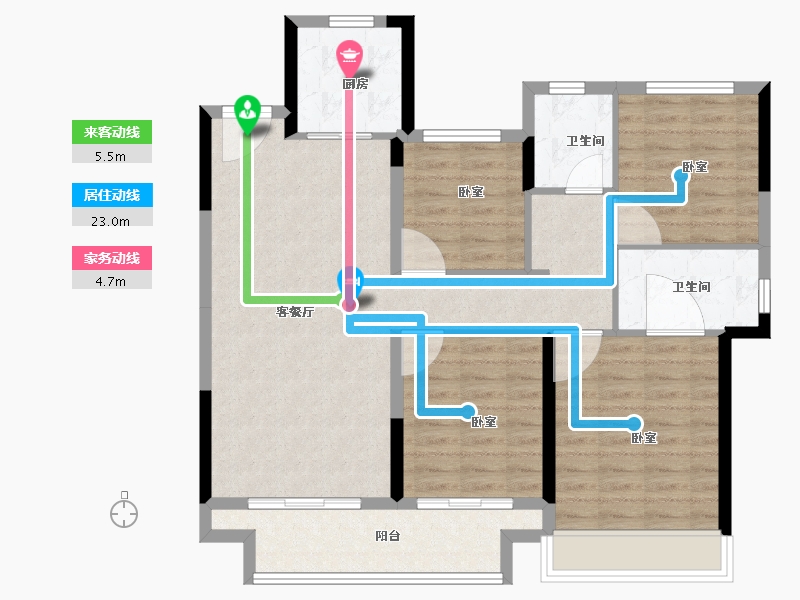 浙江省-金华市-璀璨之城-102.00-户型库-动静线