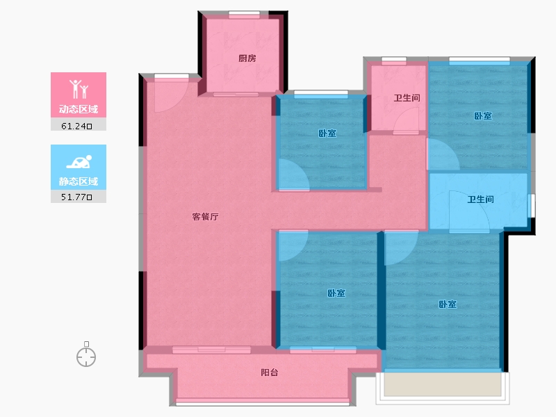 浙江省-金华市-璀璨之城-102.00-户型库-动静分区