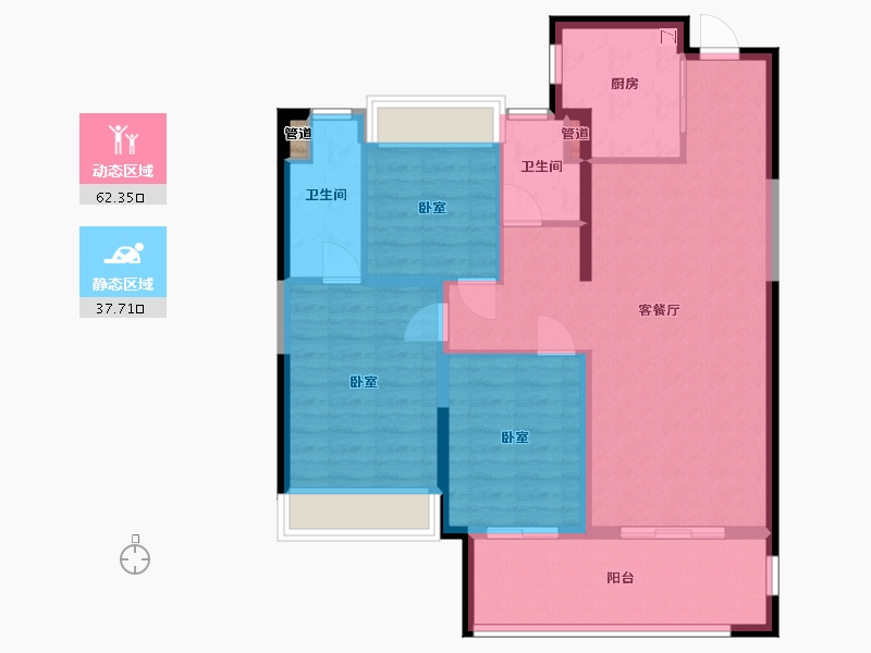 宁夏回族自治区-银川市-银川融创城-90.00-户型库-动静分区