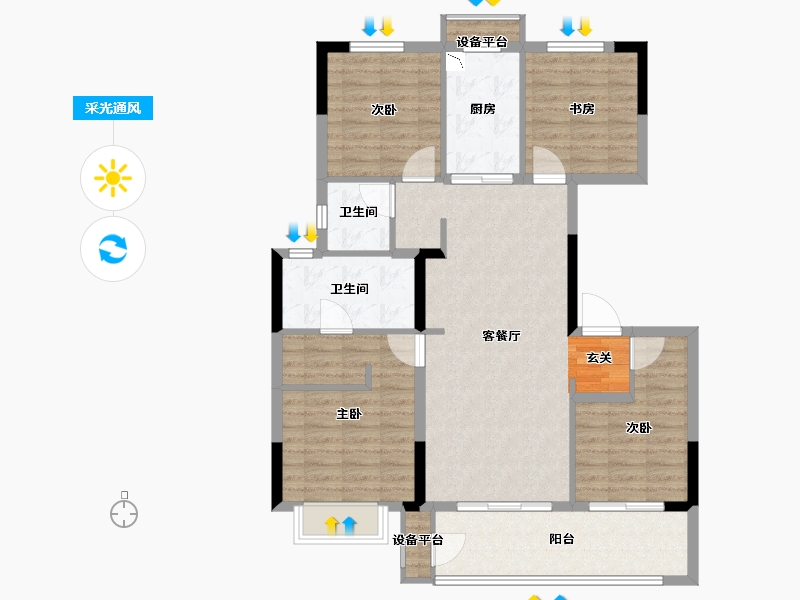 江苏省-常州市-新城金樾-104.79-户型库-采光通风