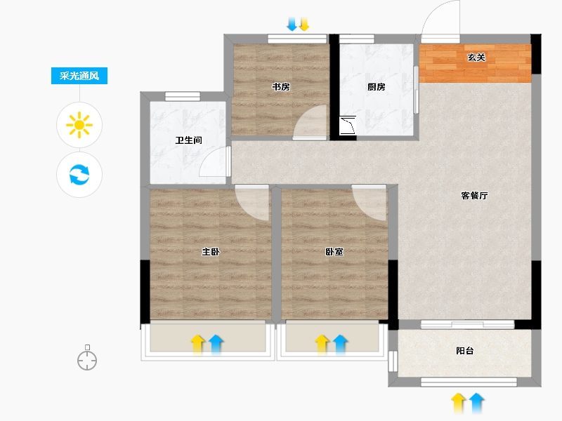 浙江省-衢州市-中梁融信壹号院-71.00-户型库-采光通风