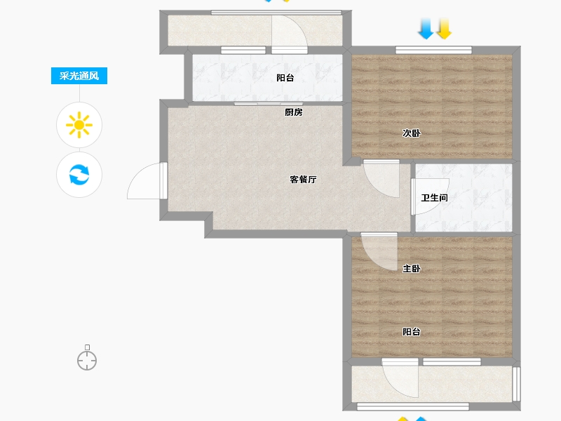 辽宁省-大连市-金地华府二期-82.46-户型库-采光通风