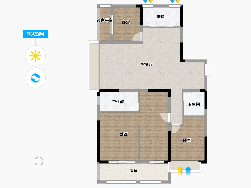 安徽省-合肥市-合肥奥园城市天地-130.00-户型库-采光通风