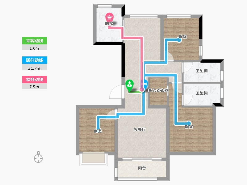 浙江省-湖州市-德信浔庄-89.88-户型库-动静线