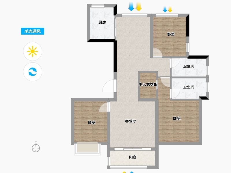 浙江省-湖州市-德信浔庄-89.88-户型库-采光通风