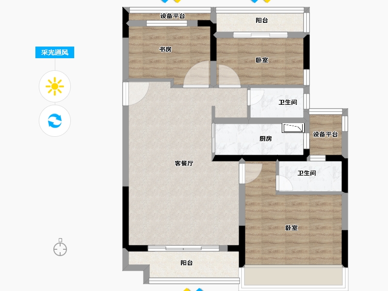 浙江省-金华市-丽景湾-78.00-户型库-采光通风