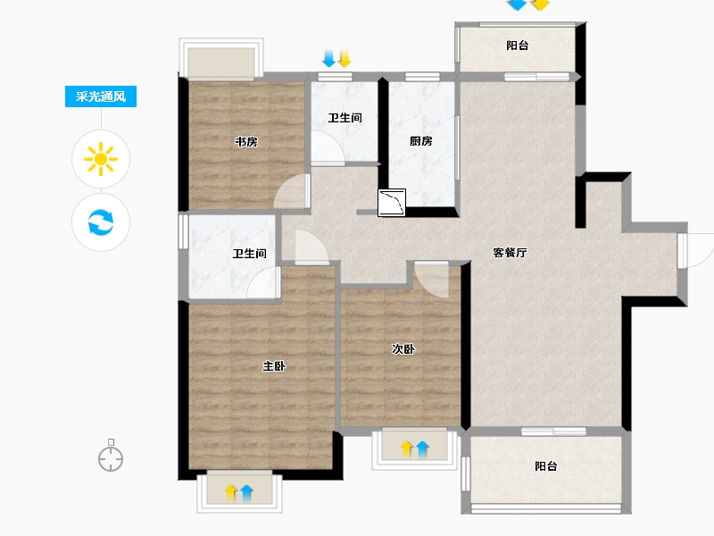 江西省-南昌市-新力铂园-103.00-户型库-采光通风