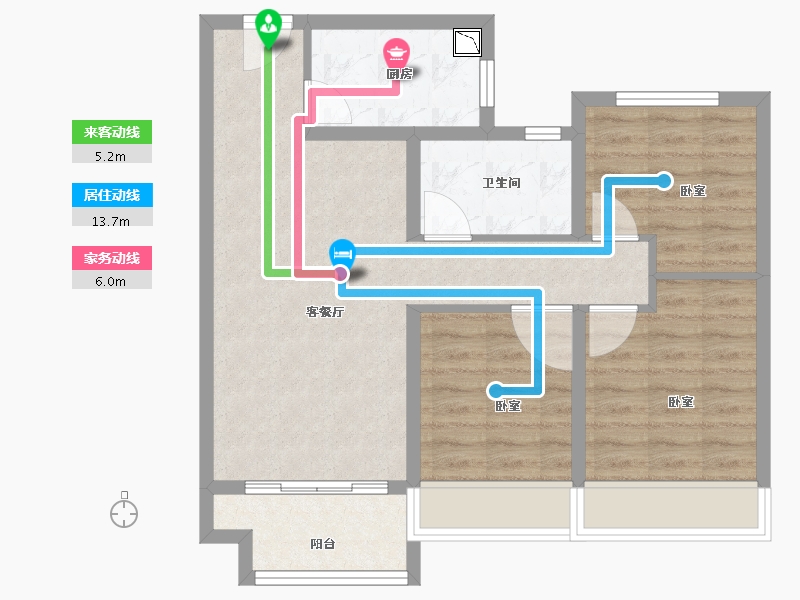 浙江省-金华市-璀璨之城-71.00-户型库-动静线