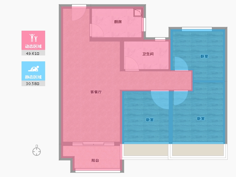 浙江省-金华市-璀璨之城-71.00-户型库-动静分区