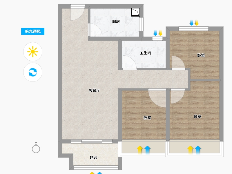 浙江省-金华市-璀璨之城-71.00-户型库-采光通风