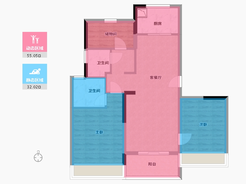 浙江省-杭州市-德信时光之宸-77.35-户型库-动静分区