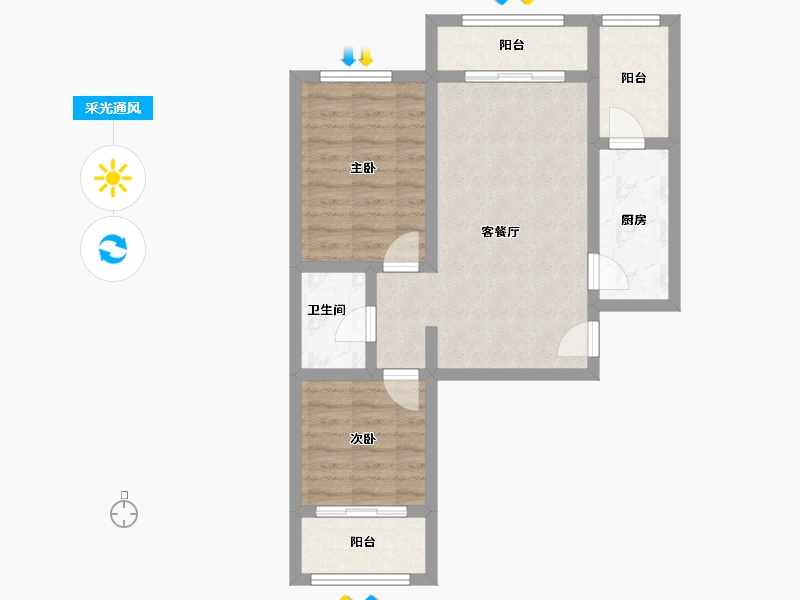 甘肃省-兰州市-亚太清湖湾-63.58-户型库-采光通风