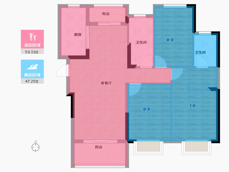 江西省-上饶市-美的阳光城文澜府-96.00-户型库-动静分区