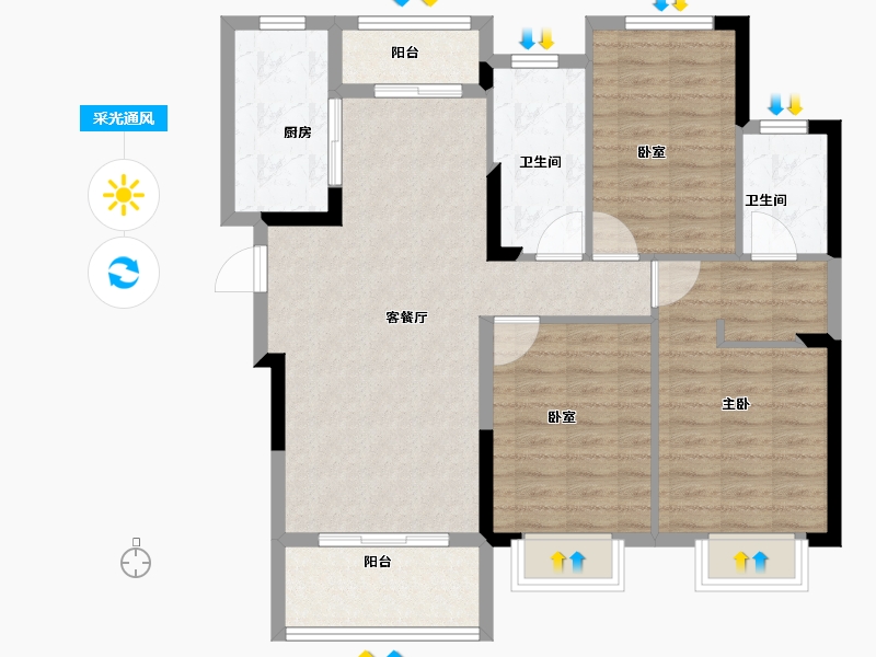 江西省-上饶市-美的阳光城文澜府-96.00-户型库-采光通风