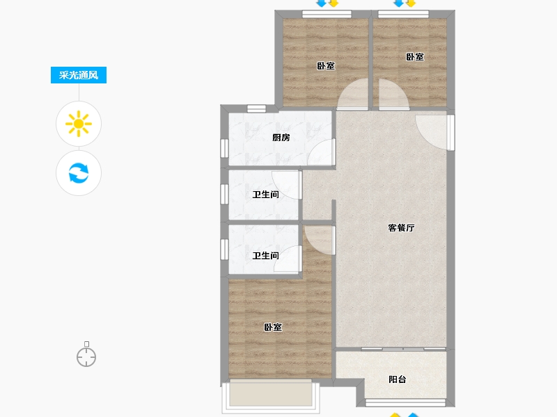 浙江省-嘉兴市-中南泷悦府-71.66-户型库-采光通风