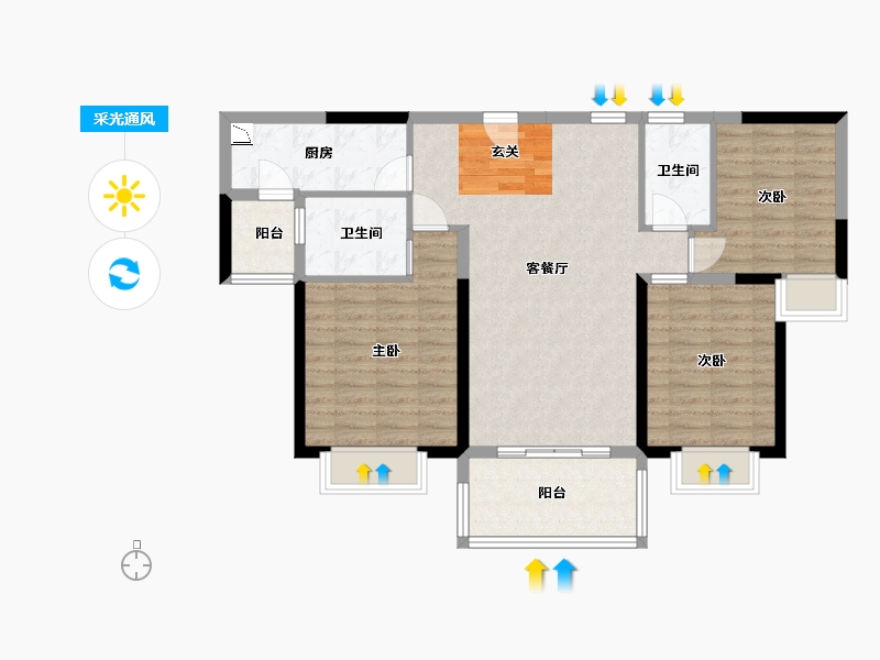 江西省-九江市-碧桂园天澜-93.60-户型库-采光通风