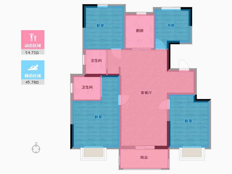 浙江省-嘉兴市-新西塘孔雀城天樾府-89.84-户型库-动静分区