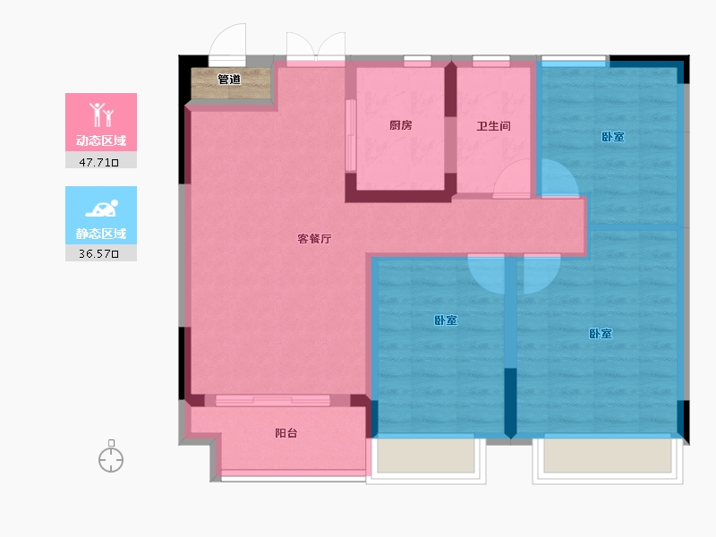 浙江省-绍兴市-大族阿里山庄-76.34-户型库-动静分区