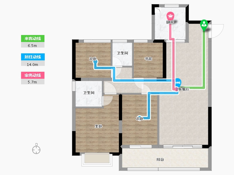 安徽省-合肥市-禹洲绿城蘭园-104.04-户型库-动静线