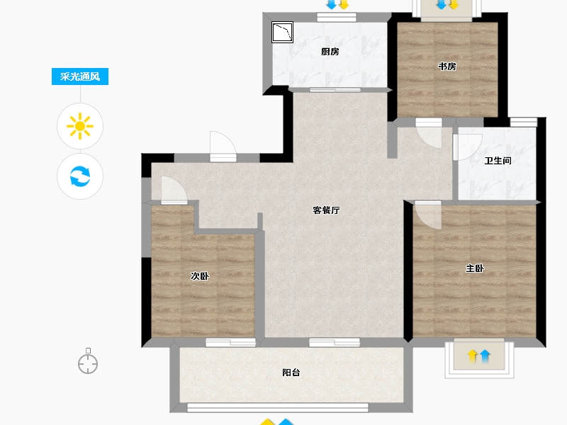 江苏省-南通市-湖畔堤-76.00-户型库-采光通风