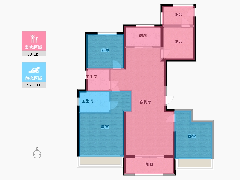 浙江省-温州市-中梁荣安都会森林-103.00-户型库-动静分区