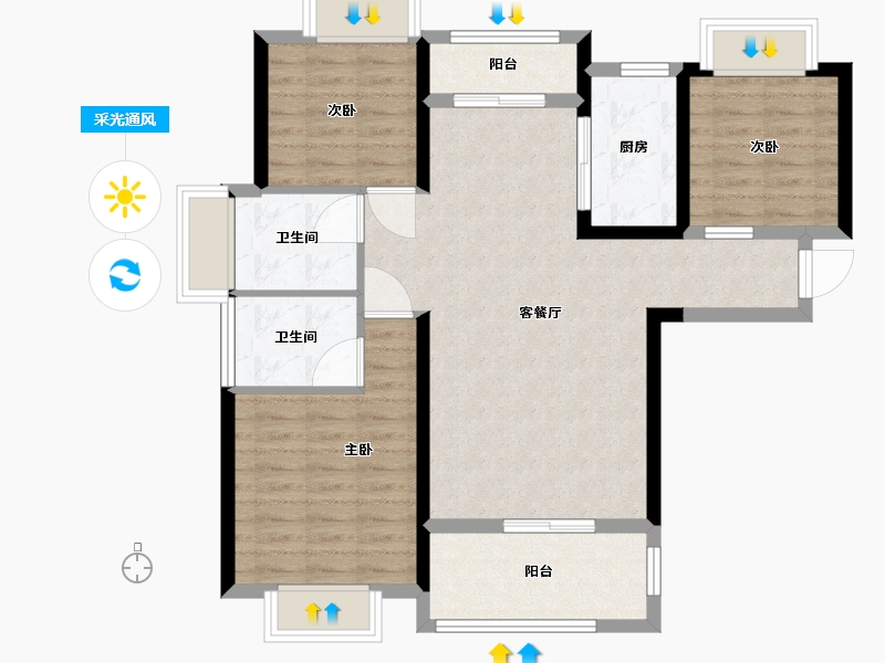 江西省-南昌市-保利春天里-89.01-户型库-采光通风