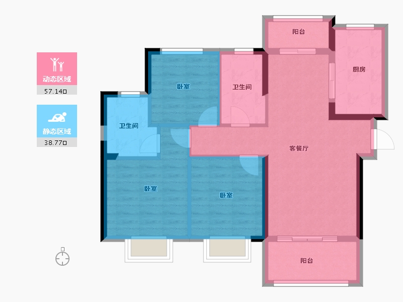 江西省-上饶市-美的阳光城文澜府-86.01-户型库-动静分区