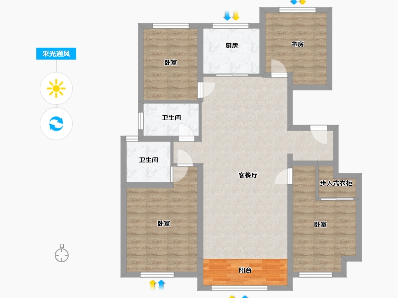 浙江省-湖州市-菱湖玉园-100.00-户型库-采光通风