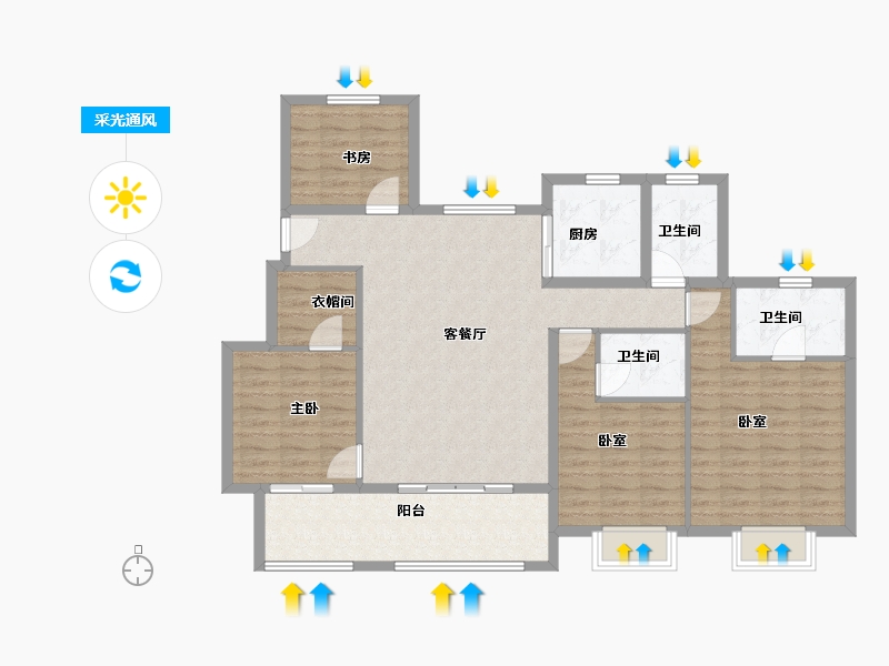 江西省-上饶市-中梁·国宾壹号-114.00-户型库-采光通风