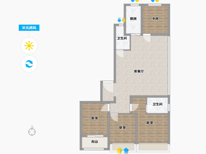 浙江省-温州市-大诚瓯江印象-110.00-户型库-采光通风