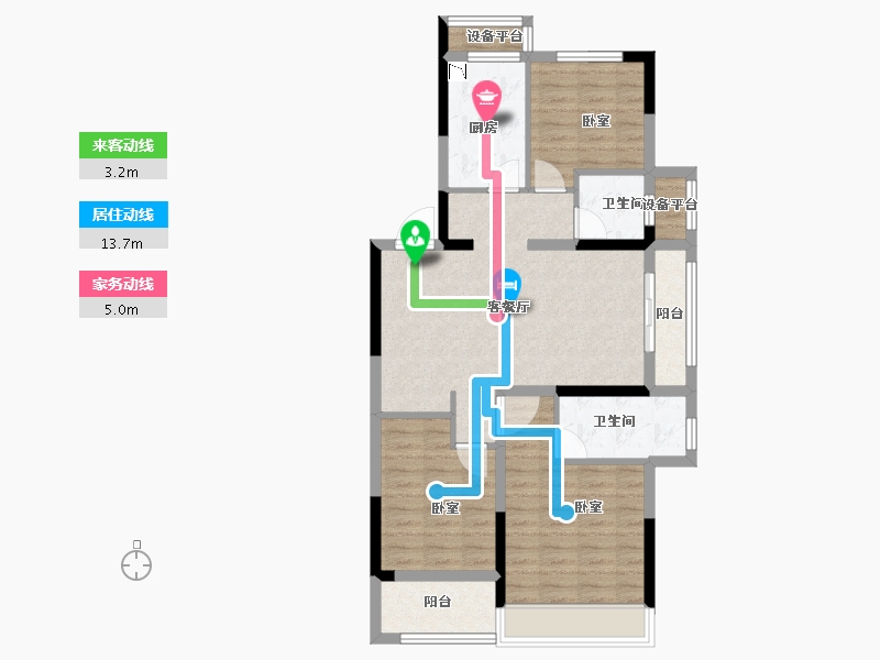 浙江省-金华市-东望文华-86.00-户型库-动静线