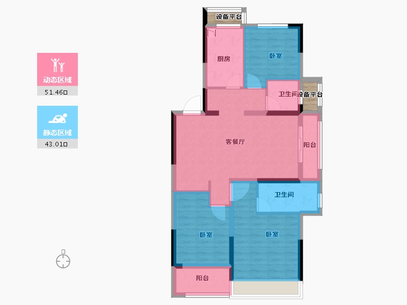 浙江省-金华市-东望文华-86.00-户型库-动静分区