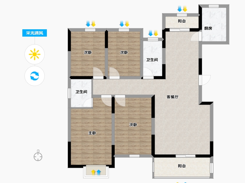 江西省-南昌市-中煤凯旋湾-123.00-户型库-采光通风