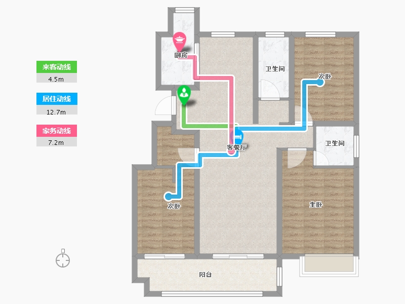 江苏省-徐州市-创美·名仕苑-106.01-户型库-动静线