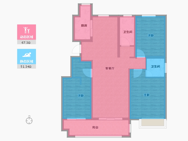 江苏省-徐州市-创美·名仕苑-106.01-户型库-动静分区