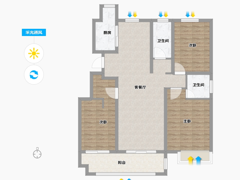 江苏省-徐州市-创美·名仕苑-106.01-户型库-采光通风